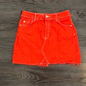 Orange jean skirt
